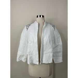 Chicos Embellished Pea Coat Jacket